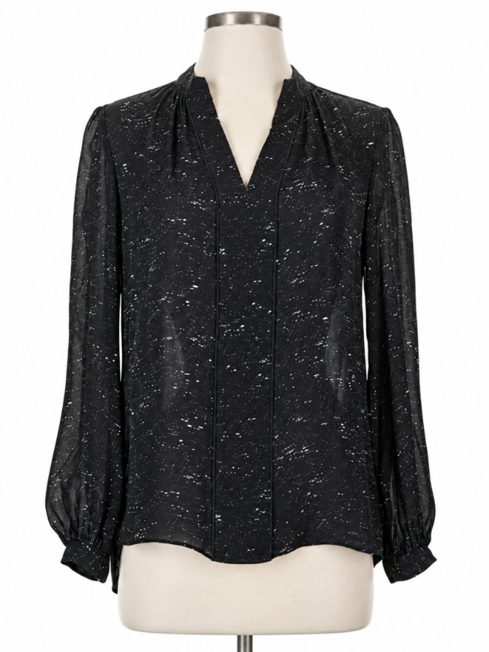 NWOT Charlotte Brody Black Silk Star Print Blouse Size S
